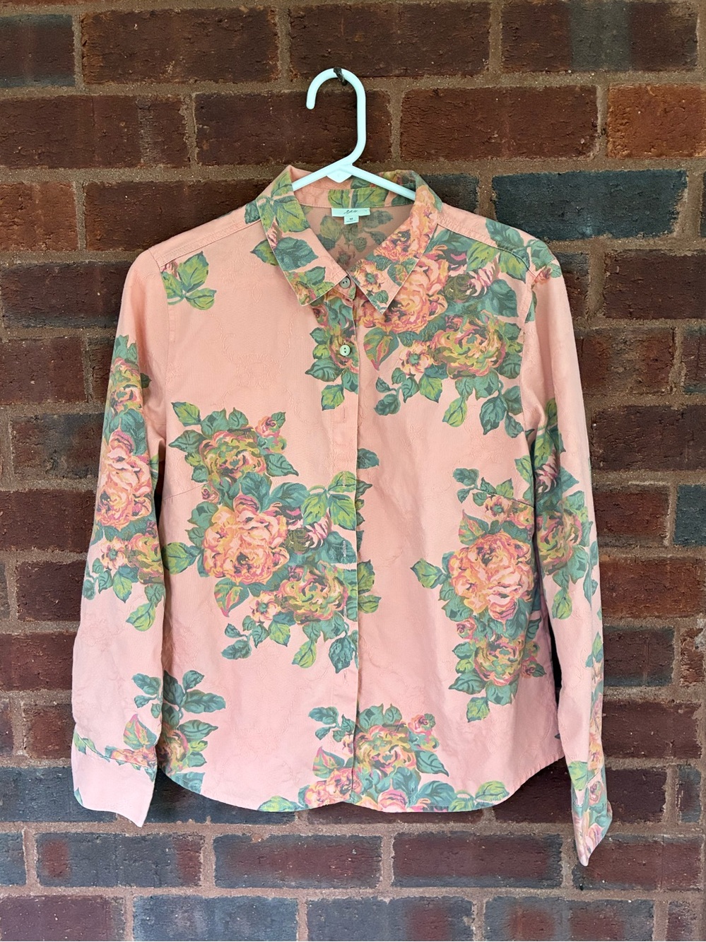 J. Jill Peach Pink Floral Button-Down Shirt